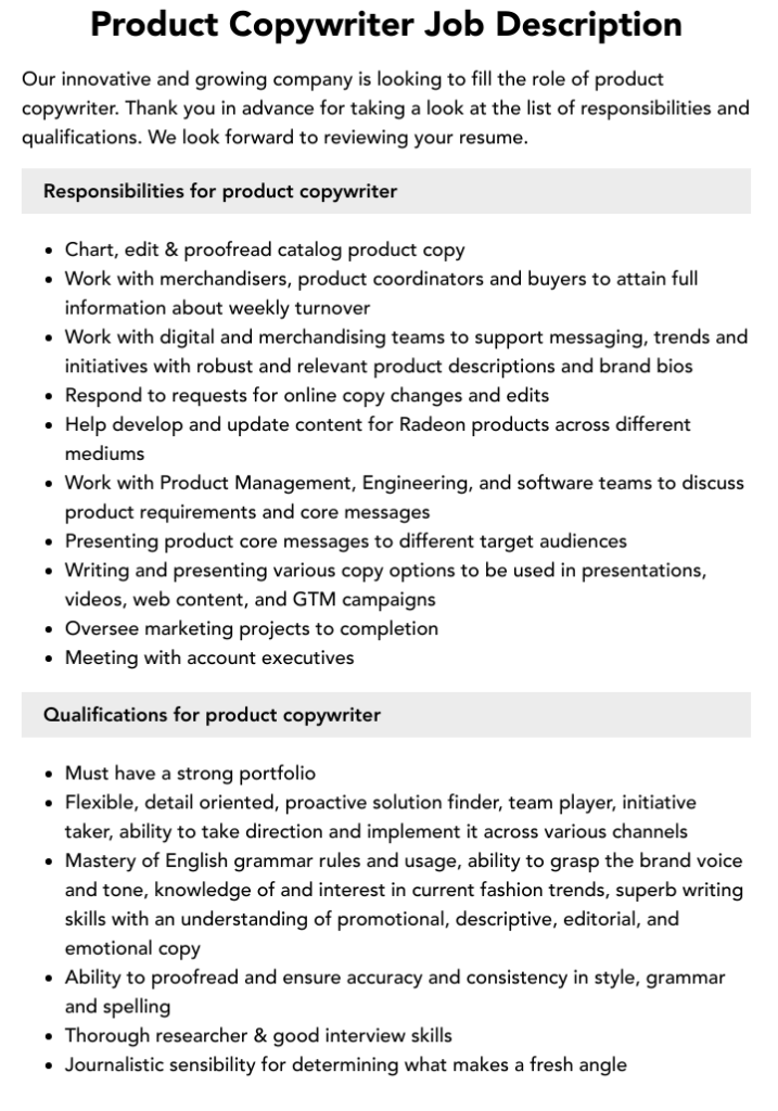 Product Description Writer Wanted